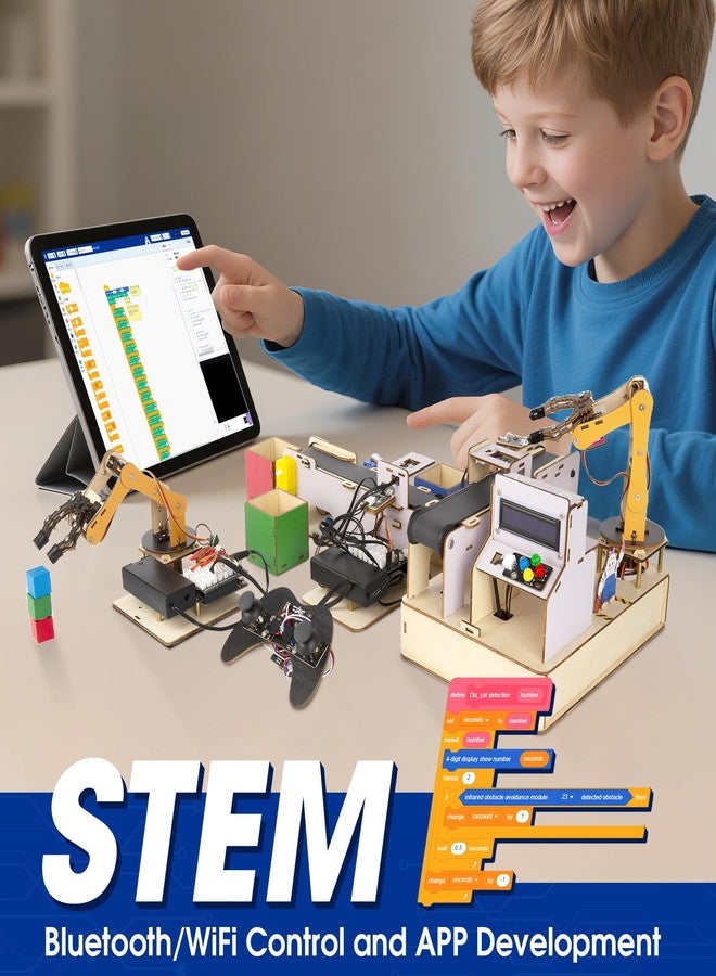 ايسبوت مجموعة ACEBOTT IoT STEM للأطفال، مجموعة بدء تشغيل المصنع الذكي لأردوينو ESP32، ألغاز خشبية ثلاثية الأبعاد، نموذج اصنعه بنفسك، مجموعة تعليمية علمية، ألعاب بناء للبالغين والمراهقين من سن 10 سنوات فما فوق - Image 4